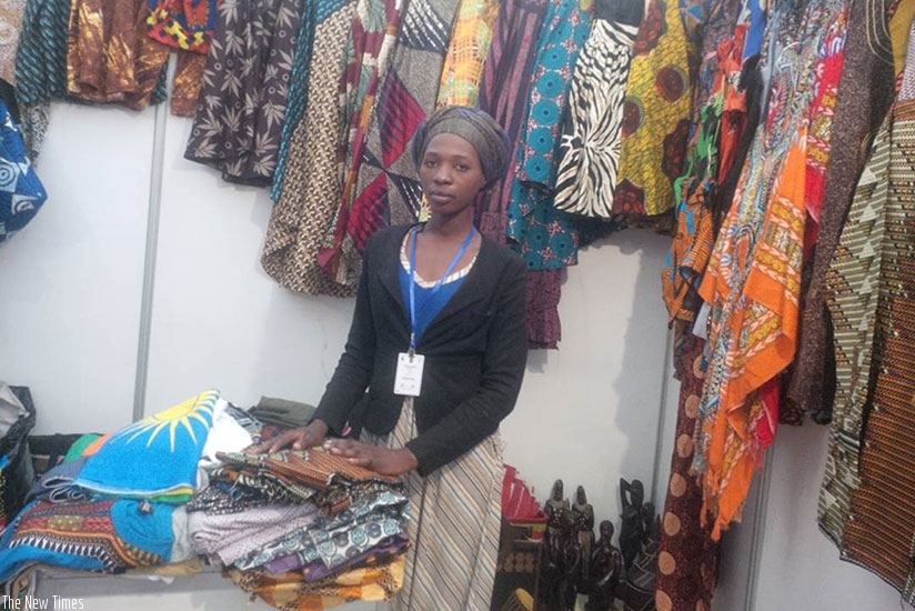 A trader waits for buyers at the Made-in-Rwanda expo on Thursday. File.