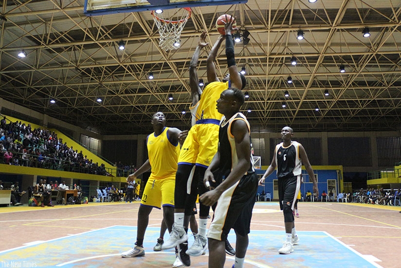 Victoire Mutabaruka of IPRC-Kigali goes to the rim for two points during the  season opener against APR at Amahoro Indoor Stadium on Saturday. Courtesy