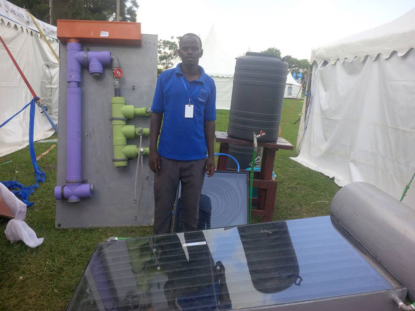 A solar water heater made by Integrated Polytechnic Regional Centre. / Joan Mbabazi