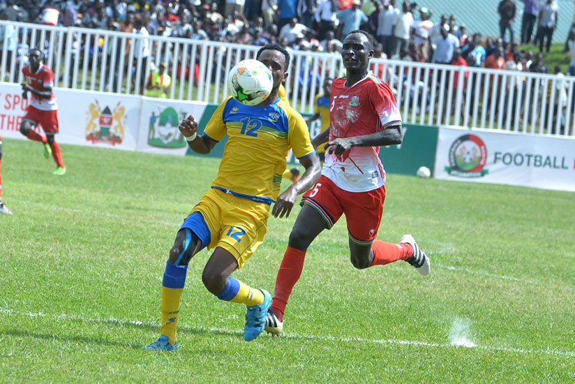 Justin Mico led Amavubi's attacking line but with little success in the 2-0 defeat against Kenya on Sunday. Rwanda face Zanzibar in the second Group A match on Tuesday. / Courtesy