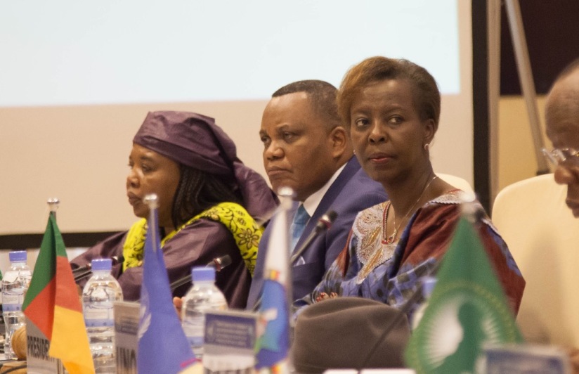 Foreign Affairs Minister Louise Mushikiwabo (C) with her Congolese counterpart Jean Claude Gakosso and Minister Haoua Outman Djame from Chad during the meeting. Nadege Imbabazi.