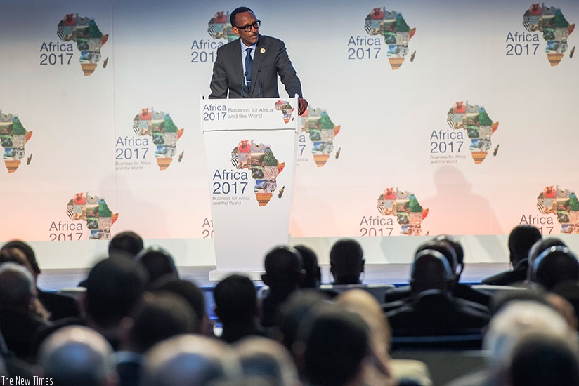 President Kagame delivers his remarks at the official opening of the 2nd Africa Business Forum in Sharm el Sheikh, Egypt yesterday. Village Urugwiro.