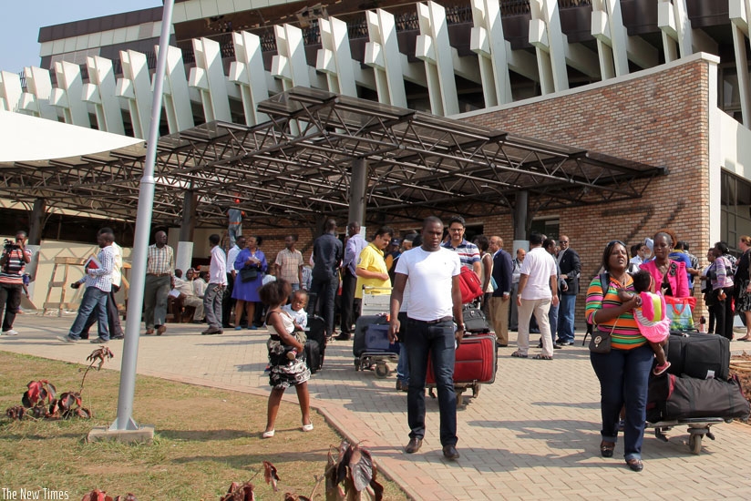Passengers at the arrivals section at Kigali International Airport. File.