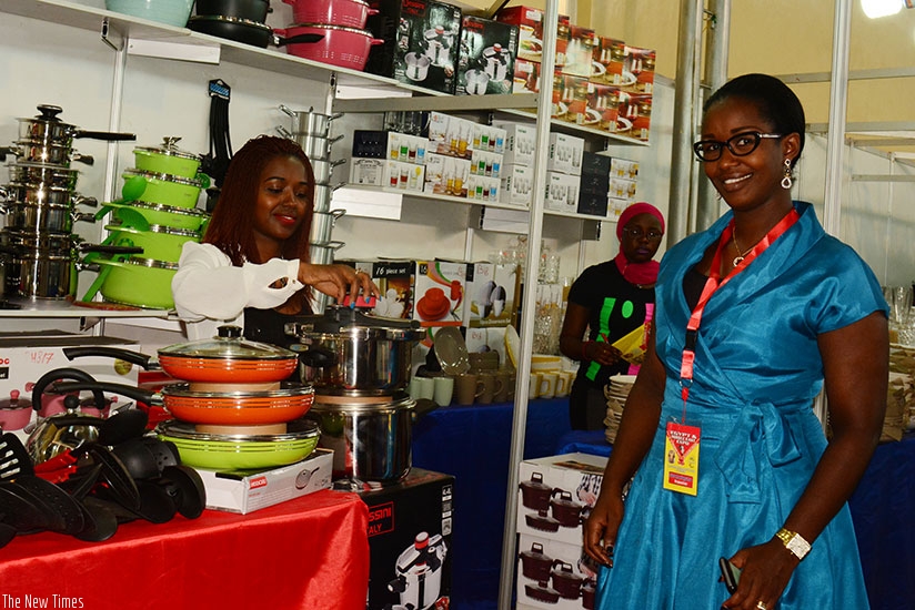 Haguma (foreground) at the expo. Local firms are participating in the expo. / Frederic Byumvuhore.