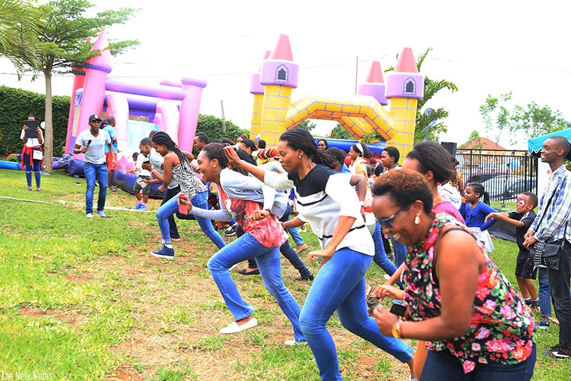 As kids were playing, parents also tried out some games 
