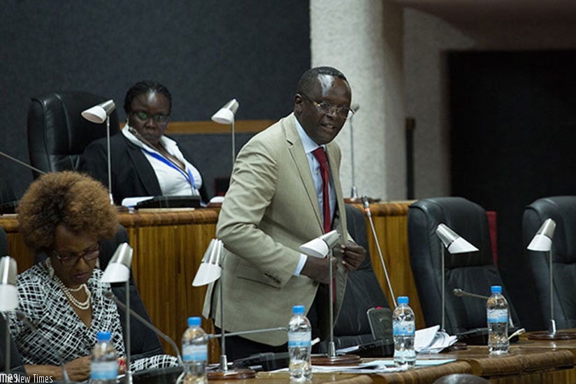 Martin Ngoga speaks during a past EALA session in Kigali. (File)