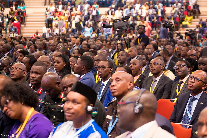 Delegates follow proceedings during the Umushyikirano in Kigali, yesterday. / Timothy Kisambira