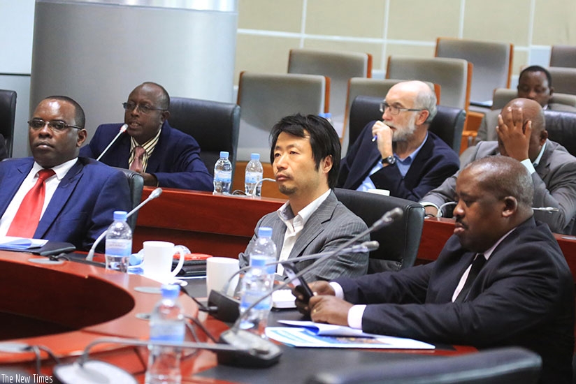 Officials at the presentation of the report in Kigali yesterday. Sam Ngendahimana.