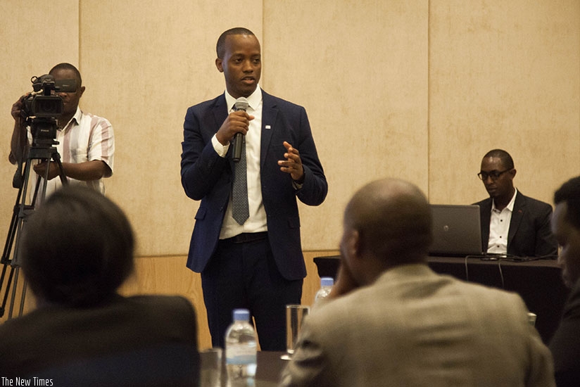 Rugemanshuro speaks during the meeting. Nadege Imbabazirn
