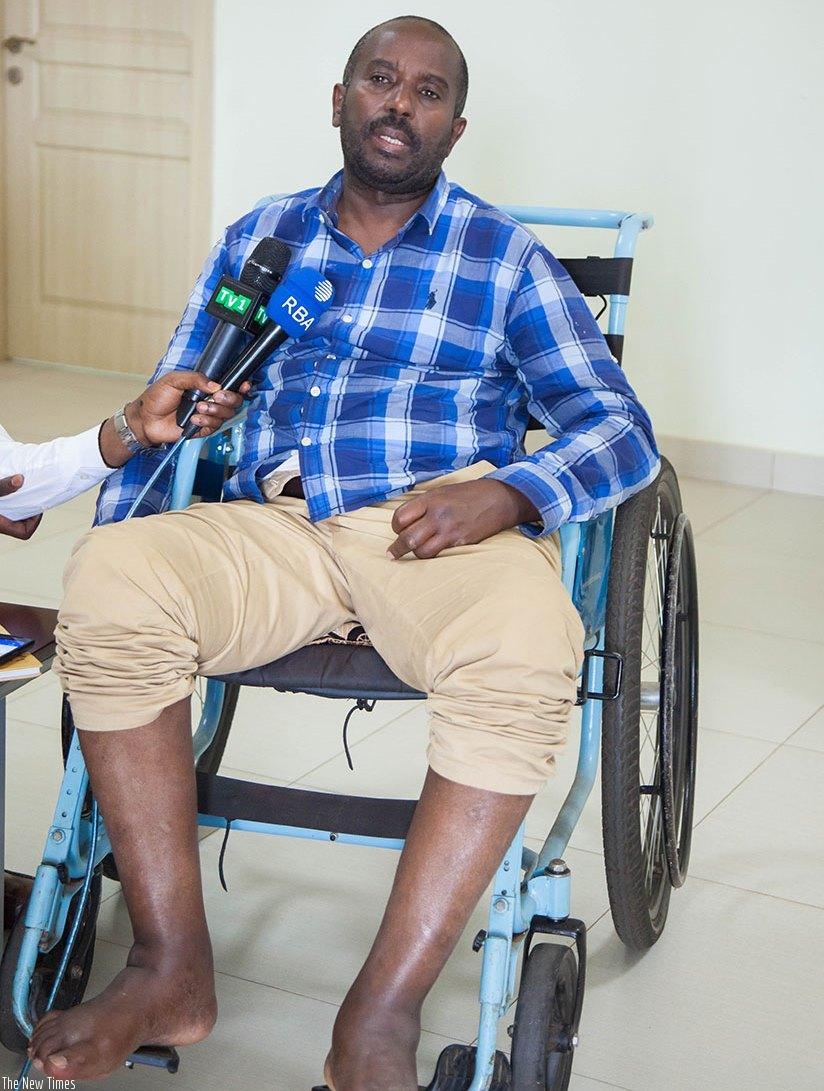 Gatsinzi narrates his ordeal to the media in Kigali. Nadege Imbabazi