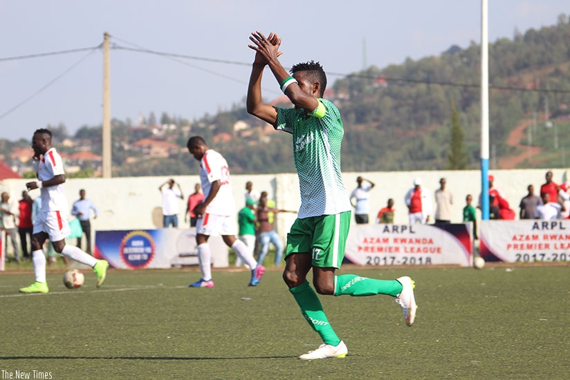 Skipper Fabrice Mugheni Kakule netted opening goal for SC Kiyovu in the 3-0 win over Etincelles to go two points clear at the top. Courtesy