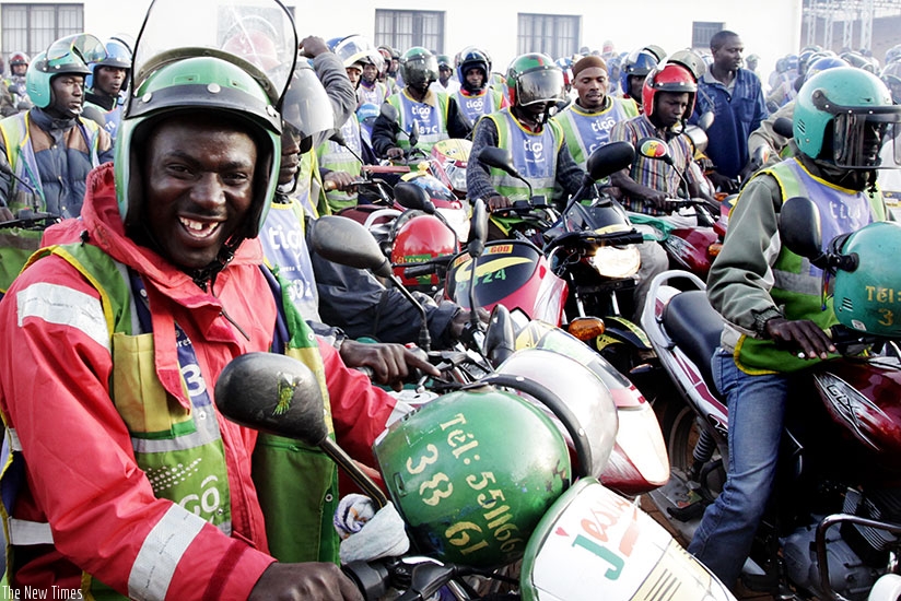 Taxi moto riders during a past meeting in Kigali. (Timothy Kisambira)