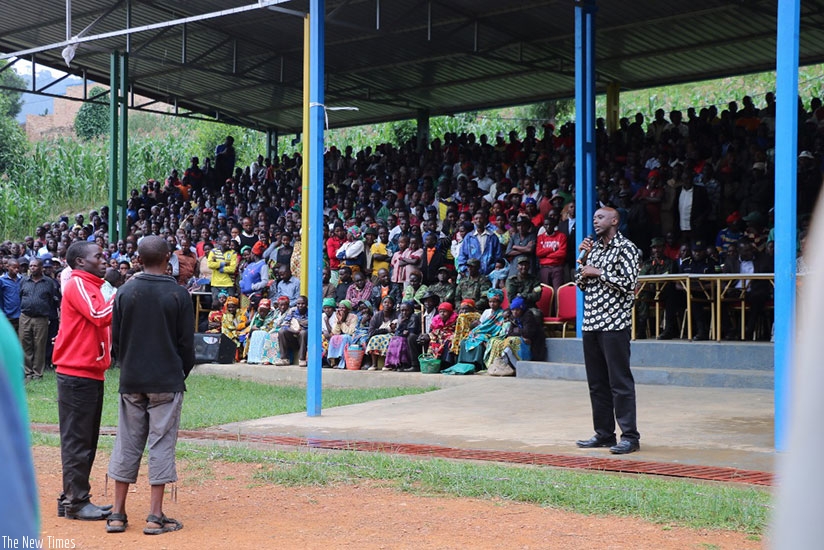 Minister Francis Kaboneka addressing residents. (Courtesy photos)