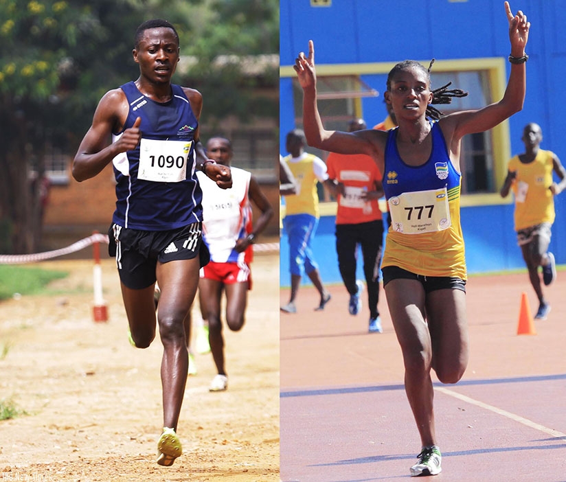 Rwandan athletes James Sugira (L), and Salome Nyirarukundo. (Sam Ngendahimana)