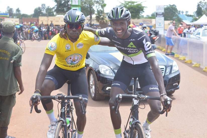 Joseph Areruya, left, the 2017 Tour du Rwanda champion and Samuel Mugisha are assured of their places on Team Rwanda for the Continental Road Championships. / S. Ngendahimana