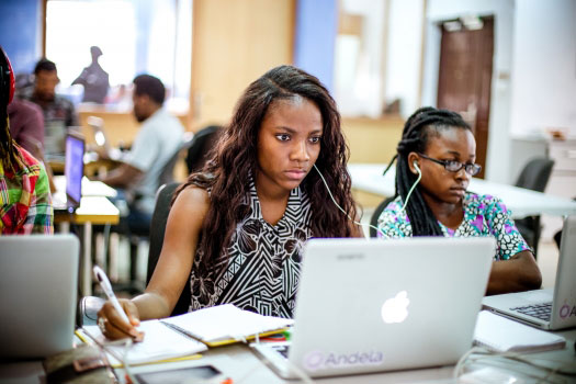 Techies in Lagos, Nigeria, work on an open-source project. / Andela/ Mohini Ufeli
