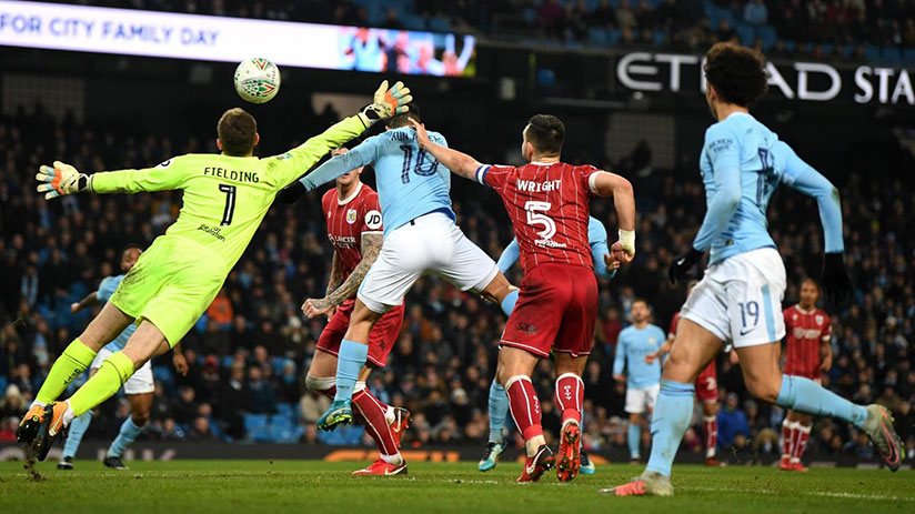 Sergio Aguero scored an injury-time winner as Manchester City beat Bristol City 2-1 in the first-leg of Carabao Cup semi-final. / Net photo