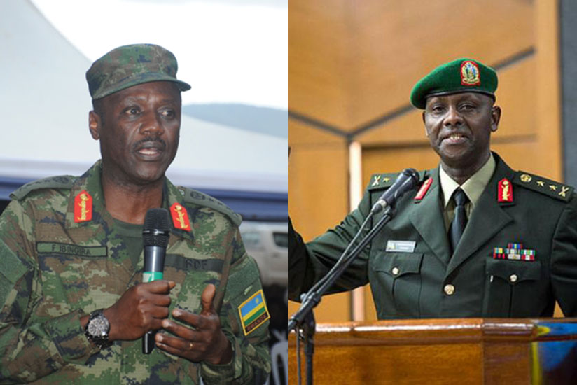 Fred Ibingira (L), the Chief of Staff, Reserve Force, is now a General, while Jacques Musemakweli (R), the Chief of Staff, Land Forces, has been promoted to the rank of Lieutenant ....