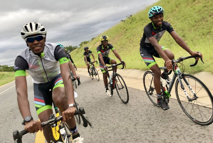 Niyonshuti with Jim Songezo whom they together in Dimension Data before they both joined Sampada Cycling Team. / Courtesy