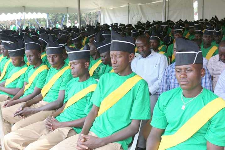 A cross-section of  former trainees at Iwawa Rehabilitation and Vocational Training Centre during graduation. / Courtesy