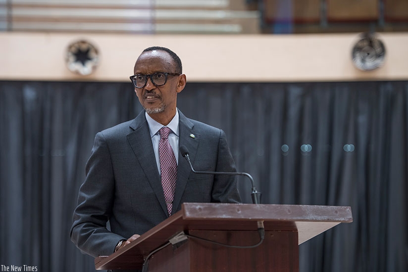 President Kagame addresses members of the diplomatic corps accredited to Rwanda at Kigali Convention Centre yesterday. (Photos by Village Urugwiro)