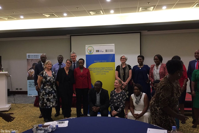 Participants pose for a group photo at Kvinna till Kvinna  launch  in Rwanda. (Courtesy)