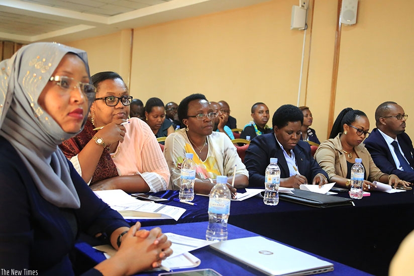 Members of political parties at the meeting in Kigali yesterday. (Photos by Sam Ngendahimana)