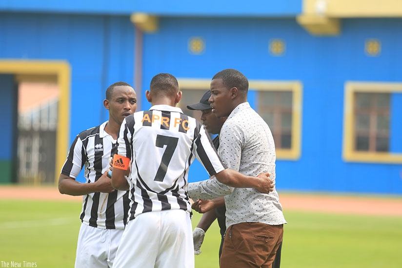 Mulisa (R) and his new signings Jean-Claude Iranzi and Jean Baptiste Mugiraneza (#7) will be hoping to bounce back from last week's defeat to Police. (Sam Ngendahimana)