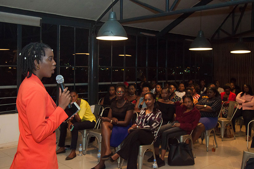 Irakoze says during her Girl talk program 'Choose Yourself' in Rwanda in December, last year. / Nadege Imbabazi