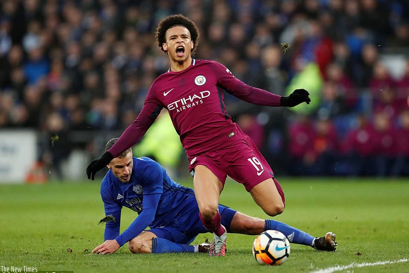 Sane was a victim of a horror challenge by Cardiff's Joe Bennett, whose late tackle brought the winger down to the ground. (Net photo)