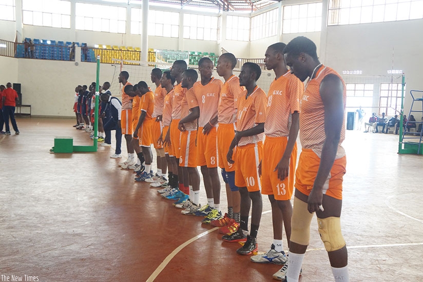 Gisagara Volleyball Club team during a past league game. Peter Kamasa.