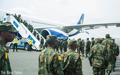 270 Rwanda Defence Force soldiers of the mechanised infantry battalion yesterday left Rwanda for a rotational peacekeeping mission in Juba, South Sudan. Story on Page 2. Courtesy.