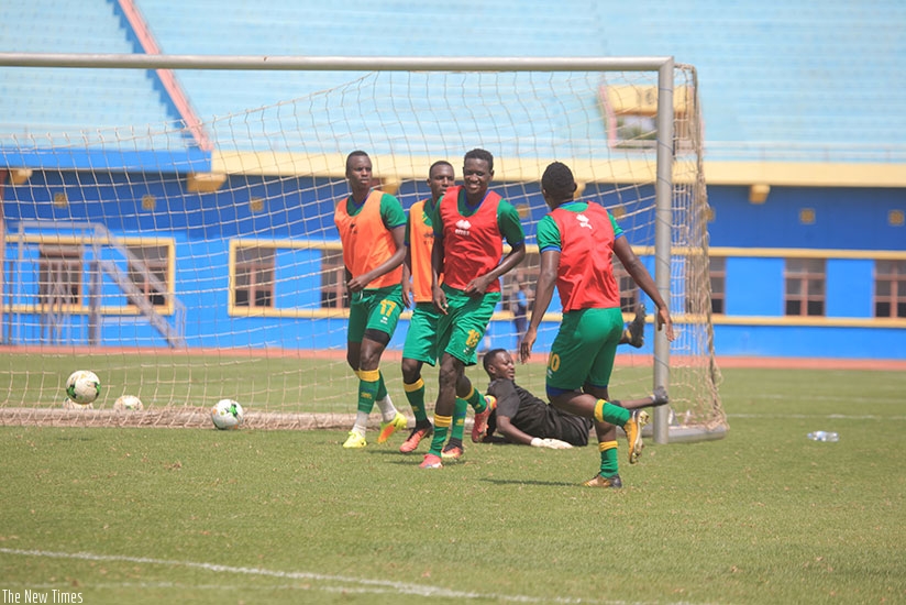 Amavubi seen in training last month has improved on FIFA Ranking. Samuel Ngendahimana.