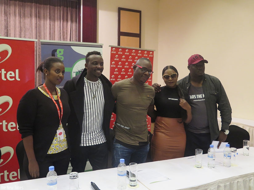 Jazz Junction organisers and headliners pose for a photo after the news conference on Wednesday. /Photo by Eddie Nsabimana