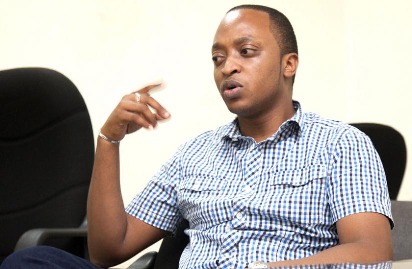 Kode during the interview at the New Times offices in Kigali. The singer believes that artistes need to make a stronger effort if they want tangible results from their music. (Timothy Kisambira)