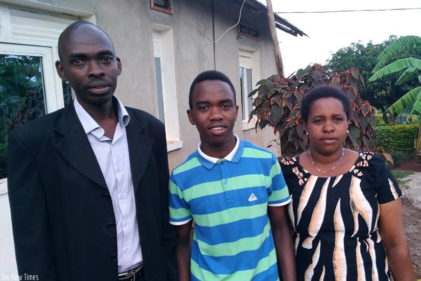 Nshizirungu and his parents in Kirehe. Courtesy.