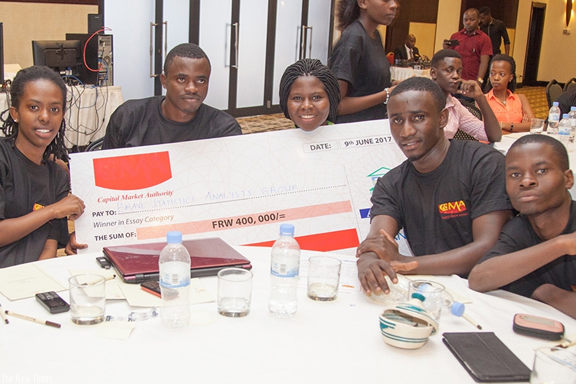 Some of the third edition of the Capital Market University Challenge winners. This yearu2019s edition kicks off today. / Courtesy.  