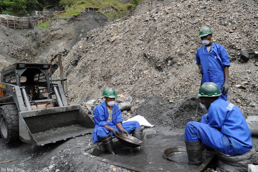 Wolfram miners in Musanze. China is a key metal importer.   