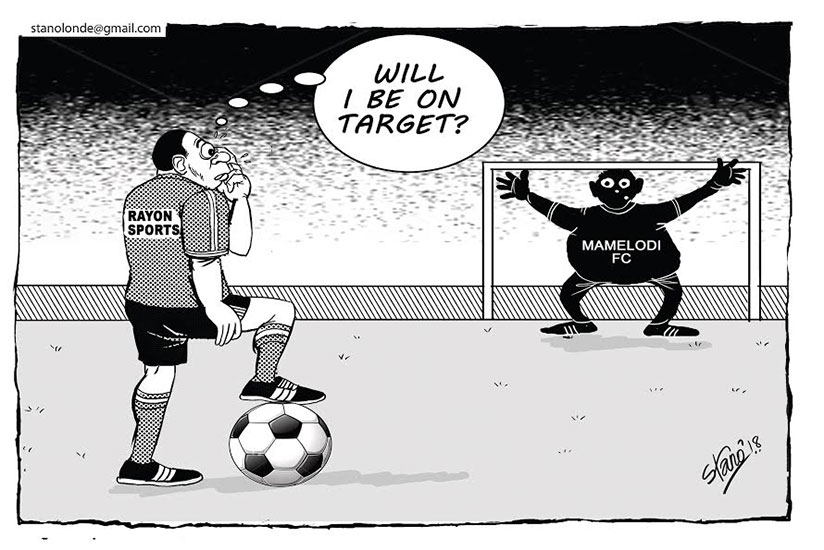 Rayon Sports face South African giants Mamelodi Sundowns in the two sides' first-leg of their CAF Champions League first round fixture at Amahoro stadium in Kigali today. 