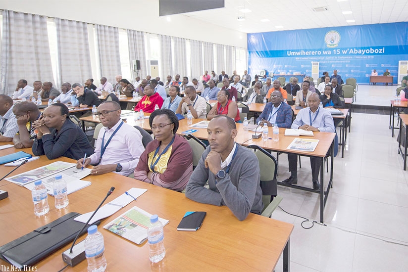 A cross-section of participants at the 15th National Leadership Retreat at the Rwanda Defence Force Combat Training Centre in Gabiro, Gatsibo District, last week. Village Urugwiro.