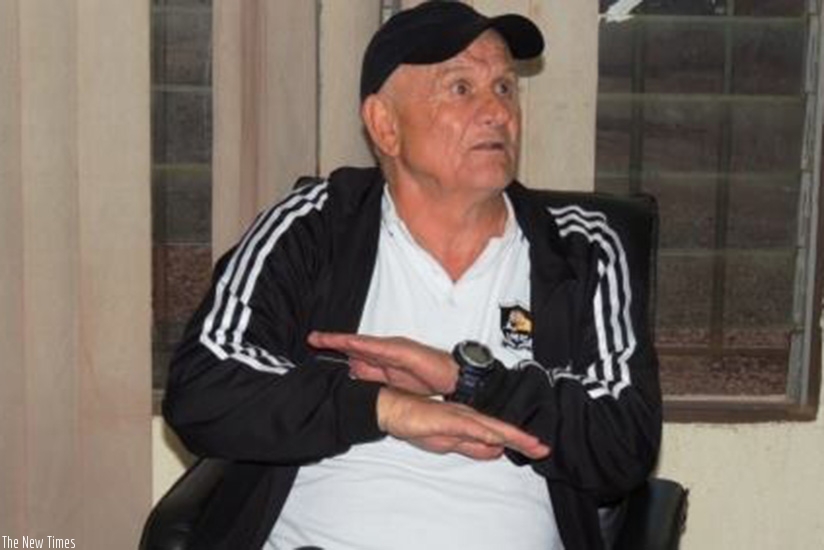 Ljubomir Petrovic, clad in APR gear at Lemigo Hotel in Kigali on Wednesday. Courtesy.