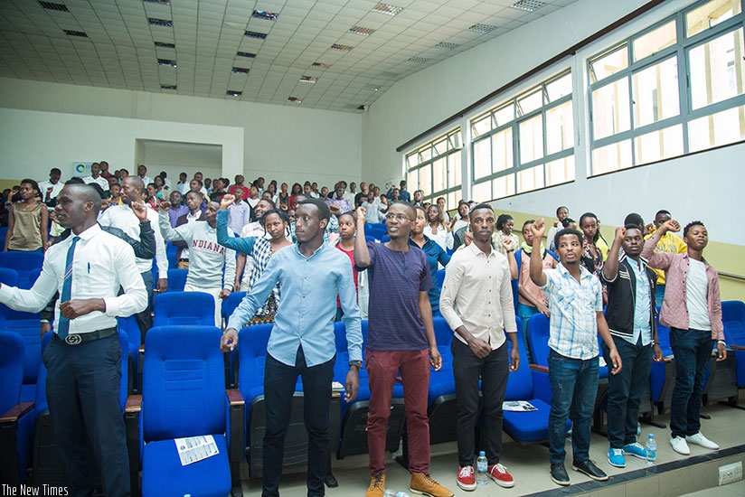 UR -College of Business and Economics students during the launch of the Capital Market Challenge on Tuesday.  (All photos by Nadege Imbabazi)