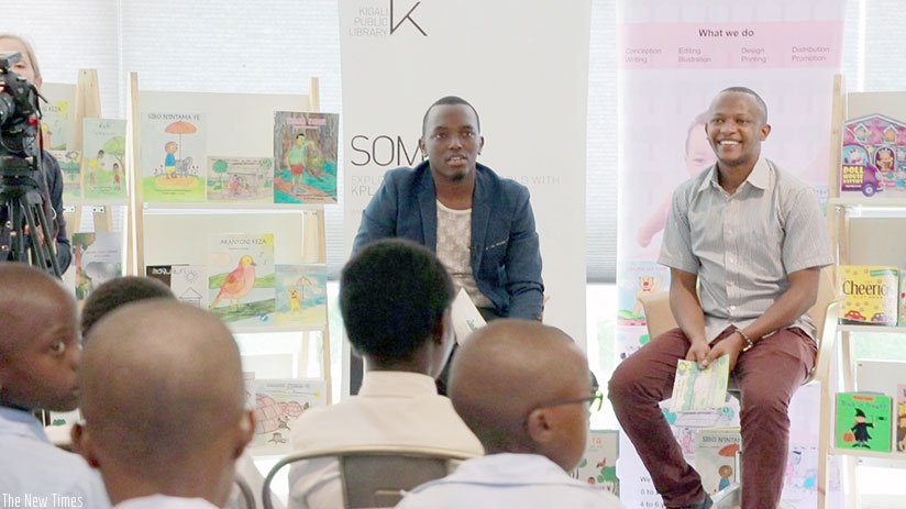 Tom Close (L) has written over 80 books for children. (Photos by Elisee Mpirwa)