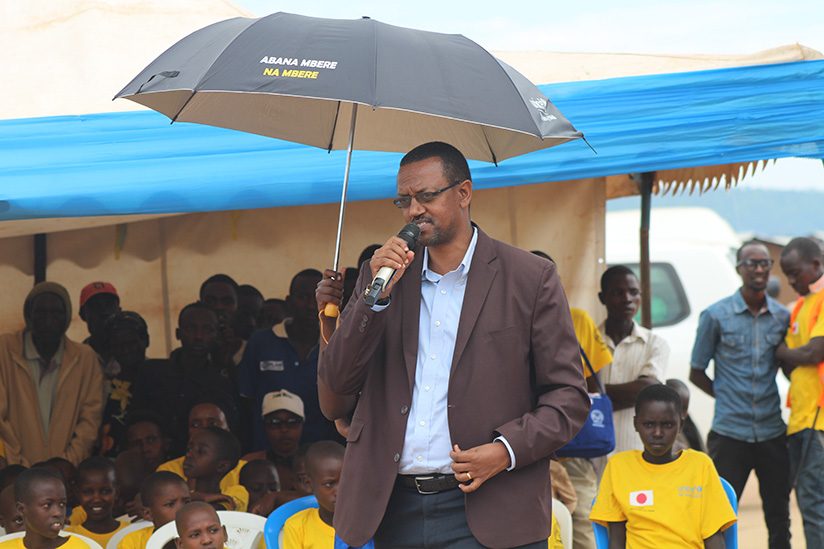 Rwahama speaks during a past function at Mahama Refugee Camp. Courtesy.