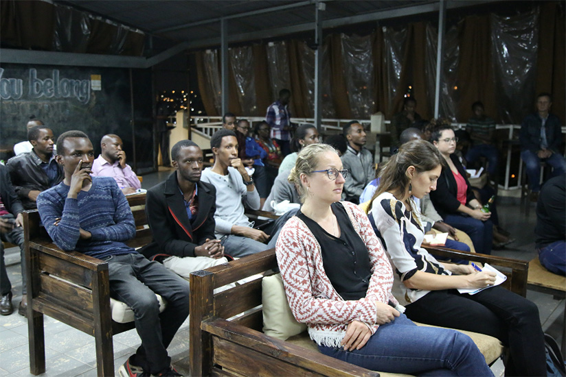 Green Drinks Kigali participants at Tuesday's event on wetlands management. Courtesy.