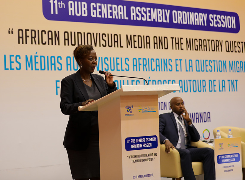 Foreign affairs minister, Louise Mushikiwabo speaks at the conference. (Photos by Timothy Kisambira)