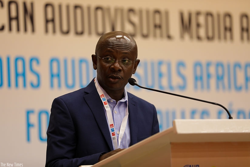 Anoff-Ntow speaks at the event in Kigali last week. Timothy Kisambira.