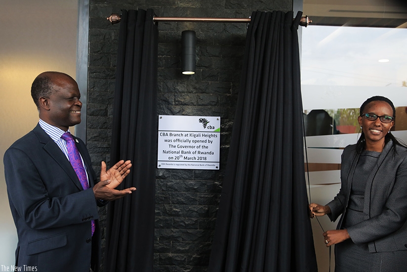 Uwase inaugurates the bank's head offices at Kigali Heights yesterday.  (Photos by Samuel Ngendahimana)