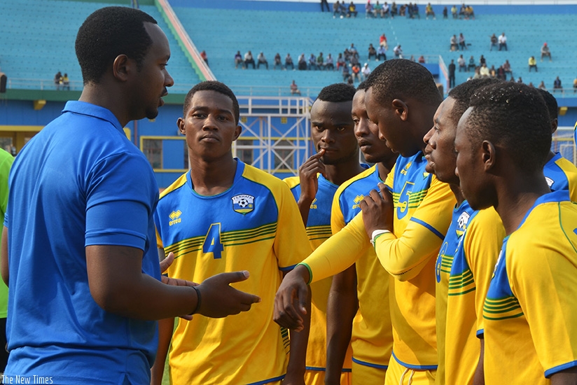 Mashami gives instructions to his U-20 players in 2016. He will lead the new Under 20 side against Kenya. (Sam Ngendahimana)