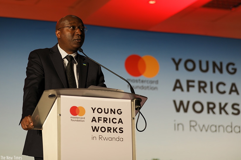 The Prime Minister, Edouard Ngirente, during the launch, yesterday, said the Young Africa Works Strategy is well-aligned with the countryu2019s agenda for transformation. Timothy Kisambira.